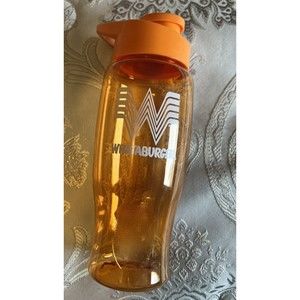 Whataburger 24oz Water Bottle Orange Flip Lip Handle Plastic NEW